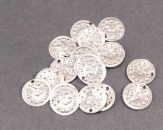 Metal clothing ornament - oriental coin 2 cm - silver