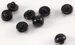Black pearl-shaped shank button, 1.14 cm diameter