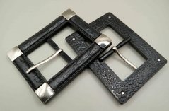 Rectangular plastic tape clip with pin - black - hole 3.8 cm