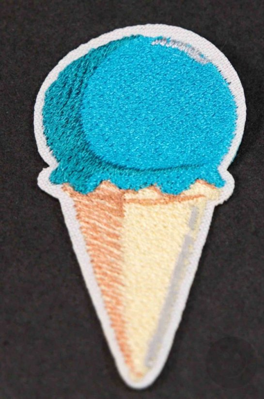 Iron-on patch - ice cream - dimensions 6 cm x 3 cm - pink, turquoise, beige