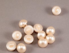 Pearl button with bottom stitching - light salmon - diameter 1.1 cm