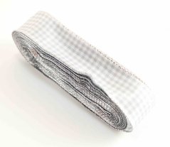 Dekorační kostkovaná stuha - bílá, stříbrná, šedá - šíře 2,5 cm