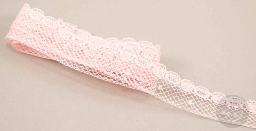 Silonové čipka -  ružová - šířka 1,6 cm