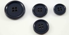 Hole button - with matte center - dark blue - diameter 2.54 cm