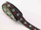 Festive ribbon - black with red and white flowers - width 1.6 cm