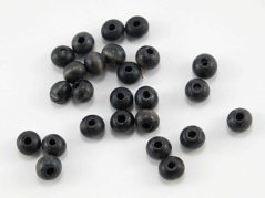 Dřevěné korálky - kulaté - tmavě šedý melír - průměr 0,7 cm -  obsah balení 25 ks