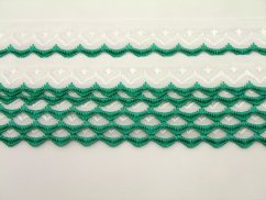Embroidered decorative ribbon - green, white - width 1.6 cm