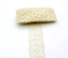 Paličkovaná krajka - vsadka - smetanová - šířka 2,5 cm