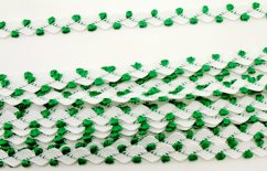 Ric Rac ribbon - green, white - width 0,6 cm