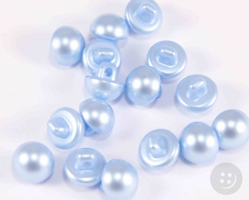 Perlknopf mit unterer Naht - hellblaue Perle - Durchmesser 0,9 cm