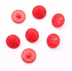 Knoflík se spodním přišitím - červený s včelkou - průměr 1,5 cm