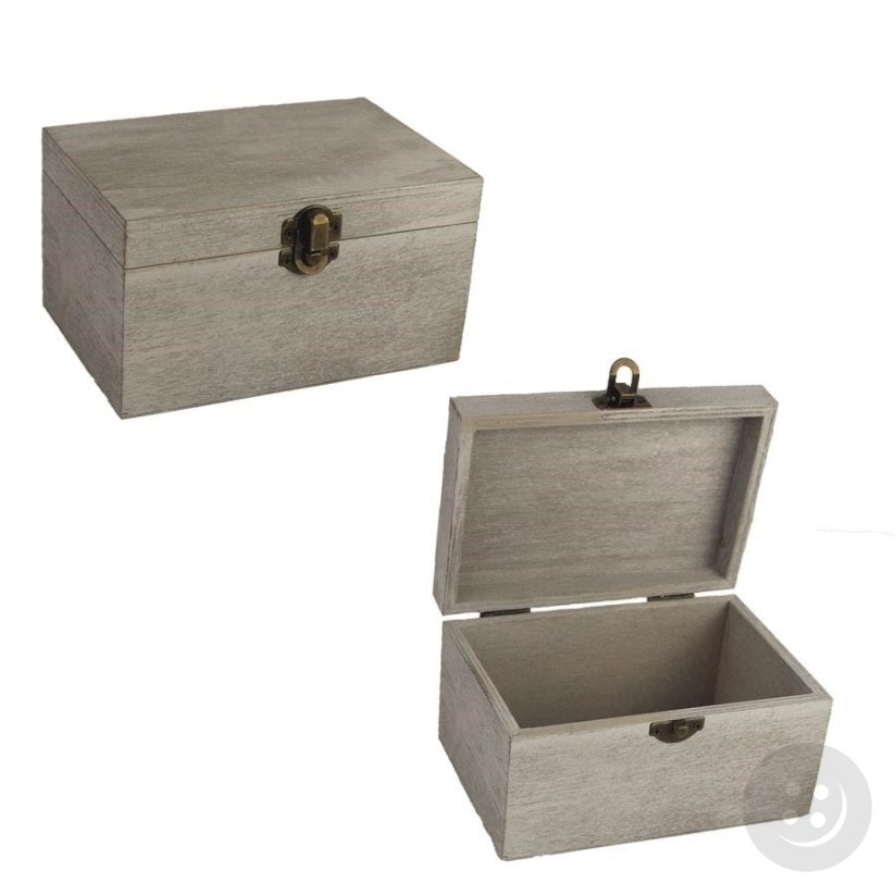 Dřevěná krabice na šicí potřeby - šedá - rozměry 15,5 cm x 10,4 cm x 8,6 cm