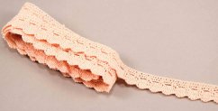 Bavlnená paličkovaná čipka - lososová - šírka 2 cm
