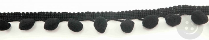 Brmbolce v metráži (0,8 mm stuha, celkom aj s brmbolcom 2,8 cm) - čierna