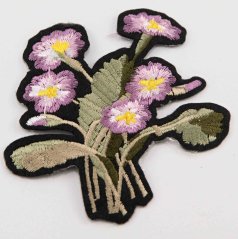 Iron-on patch - flower - light purple - size 11 cm x 5 cm