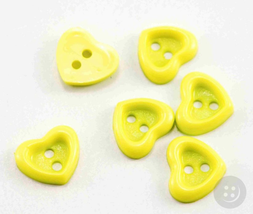 Heart-shaped button - green-yellow - diameter 1.5 cm