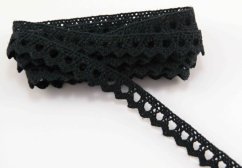 Bavlněná paličkovaná krajka - s obloučky - černá - šířka 1 cm