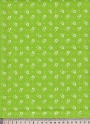 Cotton canvas with flowers - green, white - width 140 cm