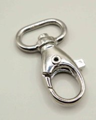 Clothing carabiner with oval eyelet - silver - eyelet 1.5 cm