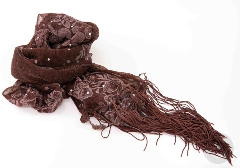 Brown muslin scarf with sequins