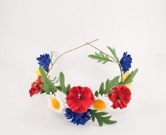 Bohatý hodový věneček s kytičkami - rozměr 50 cm x 6,5 cm