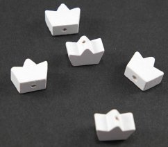 Wooden pacifier bead - crown - white - dimensions 1,5 cm x 1,1 cm