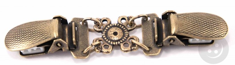 Cardigan clip with a chain with wrought center - antique brass - dimensions 9 cm x 2 cm