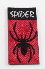 Iron-on patch - Spider-Man - dimensions 4,5 cm x 2 cm - red, black, white