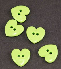 Srdiečko - knoflík - hráškovo zelená - rozmery 1,4 cm x 1,4 cm