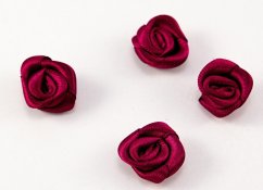 Sew-on satin flower - burgundy - diameter 1.5 cm