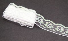 Silonové čipka - biela - dúhové trblietanie - širka 3,2 cm