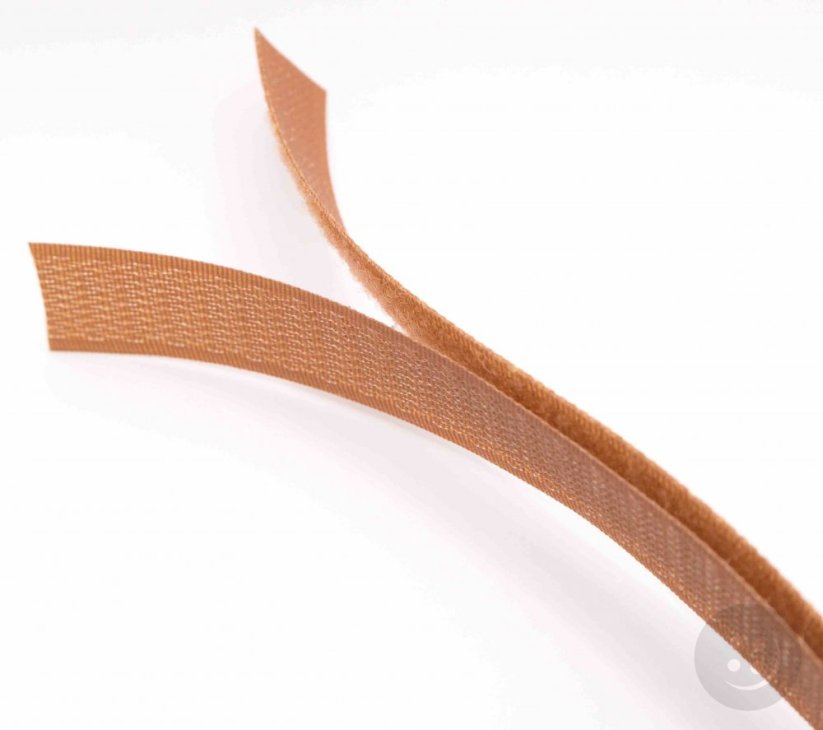 Sew-on velcro tape - light brown - width 2 cm