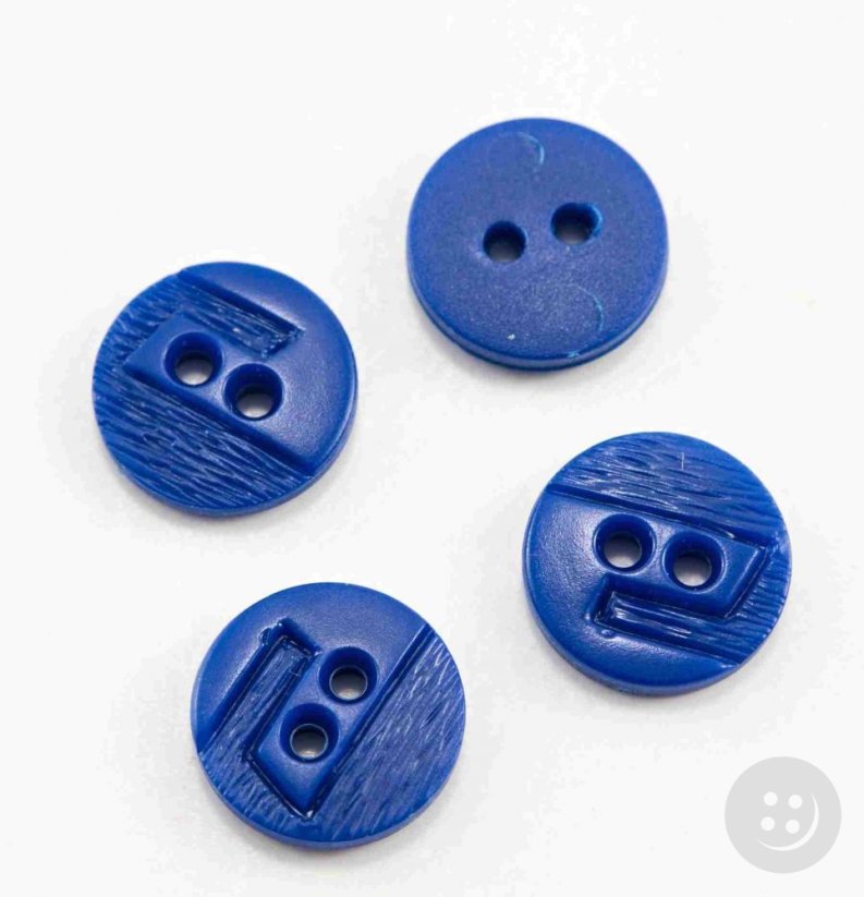Dierkovaný gombík - modrá - priemer 1,4 cm