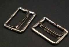 Metal trouser shortener - silver - pulling hole width  2,3 cm