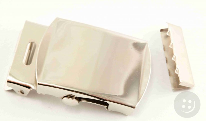 Metal belt buckle - silver - pulling hole width 3,2 cm