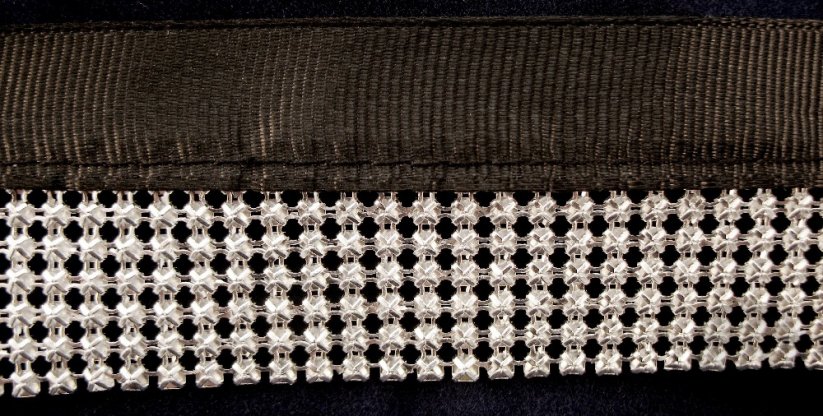 Decorative fringe braid - silver, black - width 3.5 cm