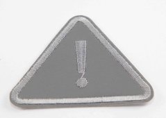 Nažehlovací záplata - vykřičník - rozměr 5,5 cm x 7 cm - reflexní