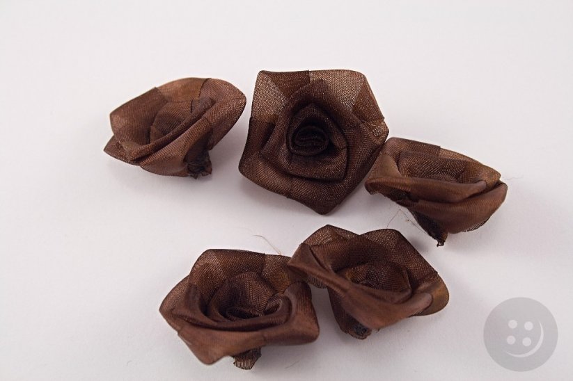 Sew-on satin flower - brown - dimensions 3,3 cm x 3 cm