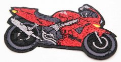 Iron-on patch - motorcycle - red - size 8.5 cm x 5.5 cm