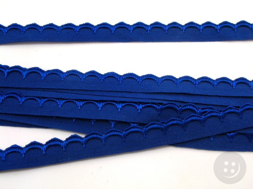Embroidered decorative ribbon - royal blue - width 1.2 cm