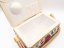 Textile cassette for sewing supplies - cream, blue, brown - dimensions 27.5 cm x 19.5 cm x 11.5 cm