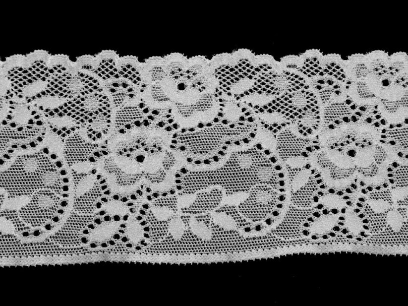 Polyester Lace - elastic white - width 7,5 cm