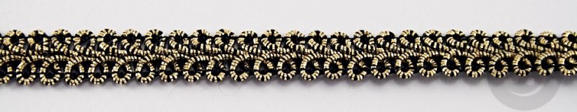 Metallic gimp braid trim - gold, black - width 1 cm
