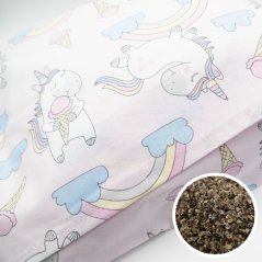 Polštářek plněný BIO pohankovými slupkami - Jednorožci - rozměr 35 cm x 28 cm