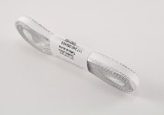 Taftové stuhy se stříbrným okrajem - bílá, stříbrná - šířka 0,6 cm - 4 cm