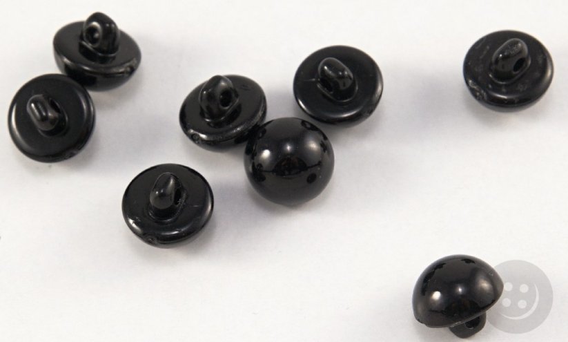 Gombík v tvare perličky so spodným prišitím - čierna - priemer 1 cm