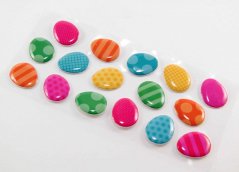 Samolepiace plastické veľkonočné vajíčka - ružové, modré, zelené, oranžové - 16 kusov