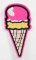 Iron-on patch - ice cream - dimensions 7 cm x 3 cm - pink, beige
