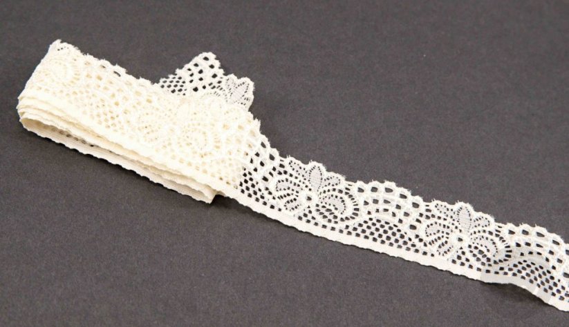 Elastic lace trim - vanilla - 3 cm