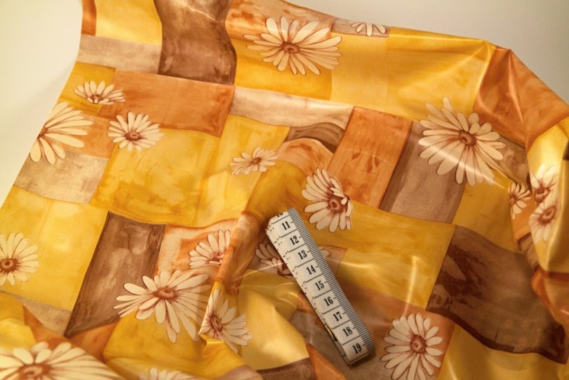 PVC tablecloth foil with sunflowers - yellow, brown - width 130 cm